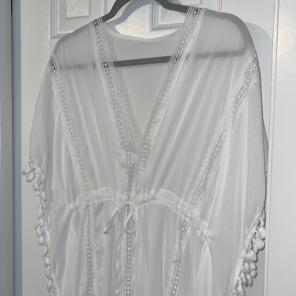Summer bohemian fringe coverup/kimono